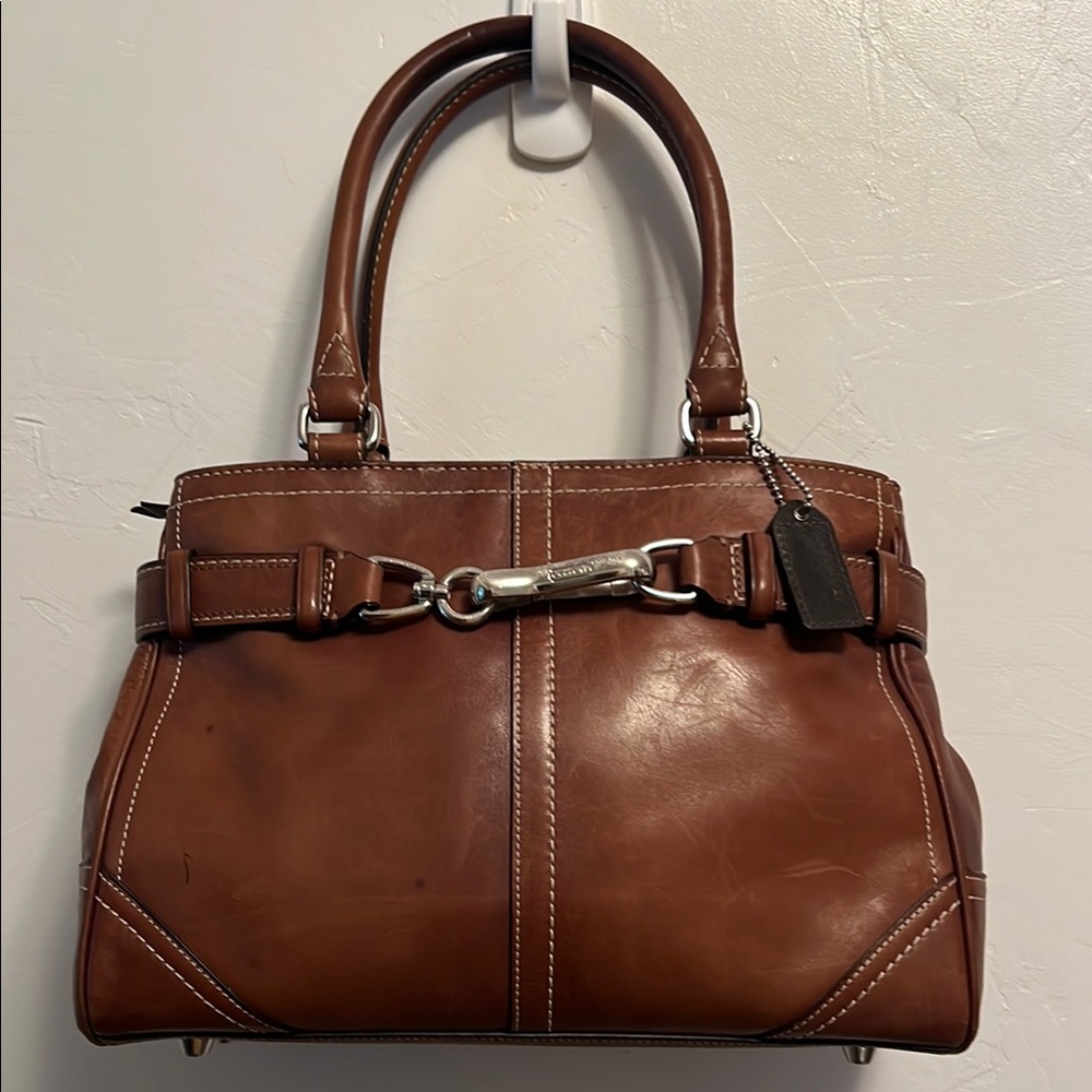 Coach Brown Satchel with Polished Leather and Classic Design